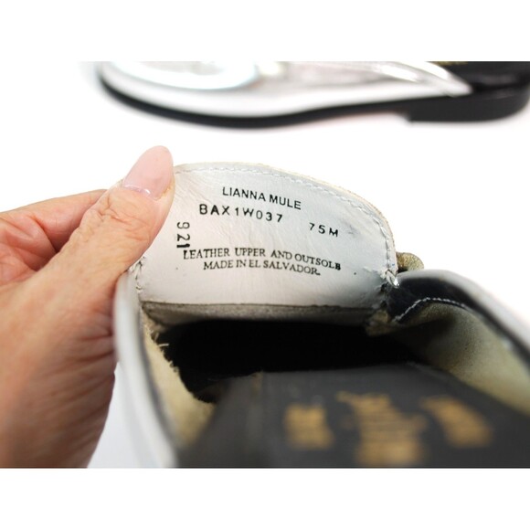 G.H. Bass Weejuns Lianna Mules Silver & White Leather Slides 7.5M US NEW - Picture 7 of 8